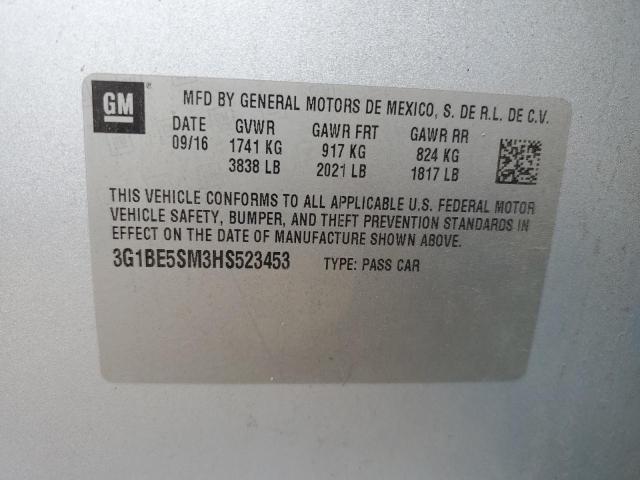 2017 CHEVROLET CRUZE LT - 3G1BE5SM3HS523453