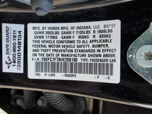 2017 HONDA CIVIC EXL - 19XFC1F78HE208190