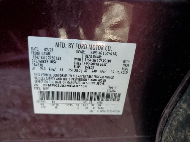 2021 FORD EDGE SEL - 2FMPK3J92MBA07734