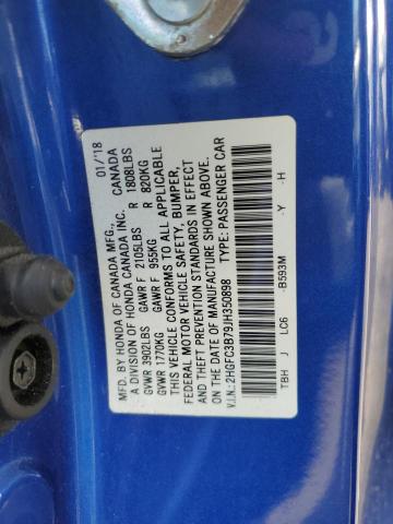 2018 HONDA CIVIC EXL - 2HGFC3B79JH350898
