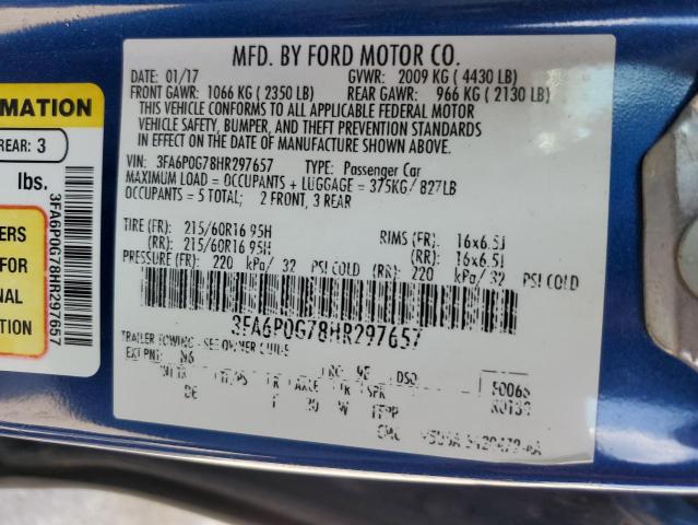 VIN 3FA6P0G78HR297657 2017 Ford Fusion, S no.12