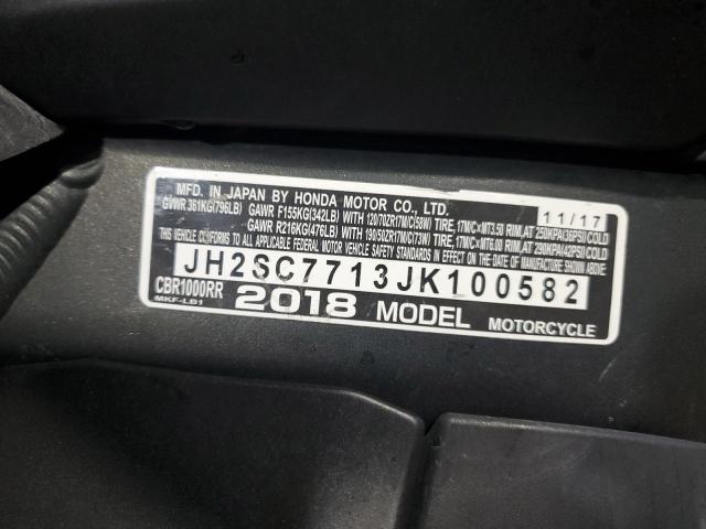 2018 HONDA CBR1000 RR JH2SC7713JK100582
