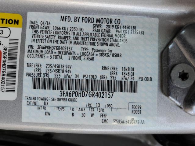 VIN 3FA6P0HD7GR402157 2016 Ford Fusion, SE no.12