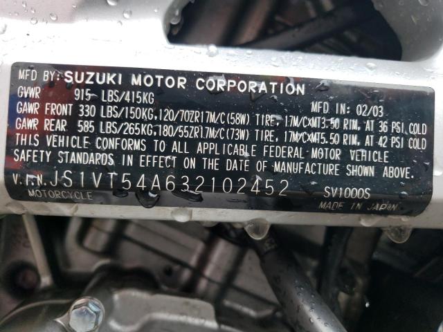 2003 SUZUKI SV1000 SK3 - JS1VT54A632102452