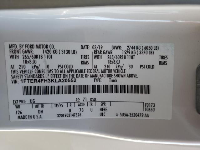 2019 FORD RANGER XL - 1FTER4FH3KLA20552