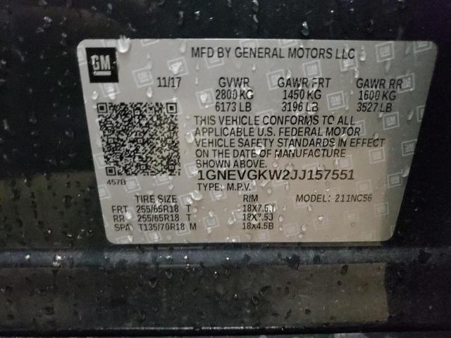 2018 CHEVROLET TRAVERSE L - 1GNEVGKW2JJ157551