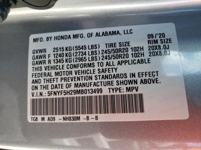 2021 HONDA PILOT SE 5FNYF5H29MB013499  69436304