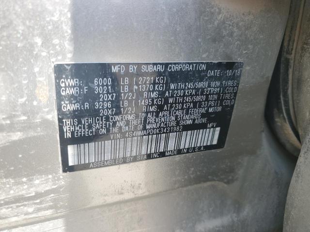 2019 SUBARU ASCENT LIM - 4S4WMAPD0K3431982