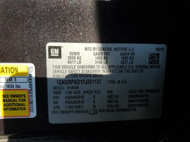2015 GMC ACADIA SLE 1GKKRPKD1FJ361137