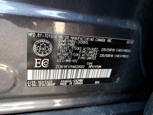 2019 TOYOTA RAV4 XLE - 2T3R1RFV7KW039002