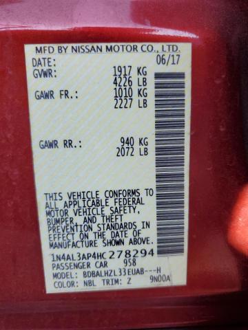 2017 NISSAN ALTIMA 2.5 - 1N4AL3AP4HC278294