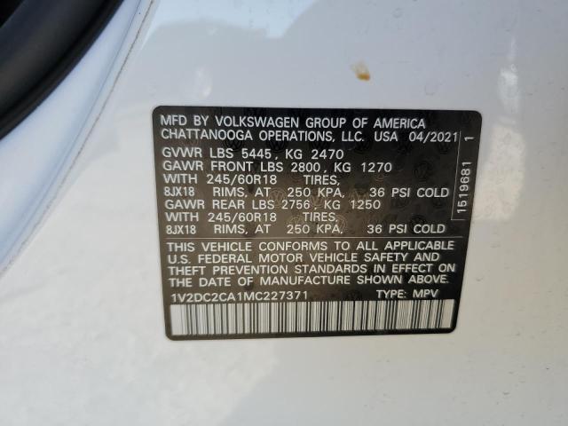 2021 VOLKSWAGEN ATLAS CROS - 1V2DC2CA1MC227371