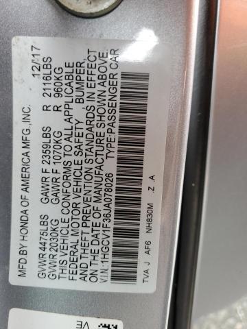 VIN 1HGCV1F36JA078026 2018 HONDA ACCORD no.12