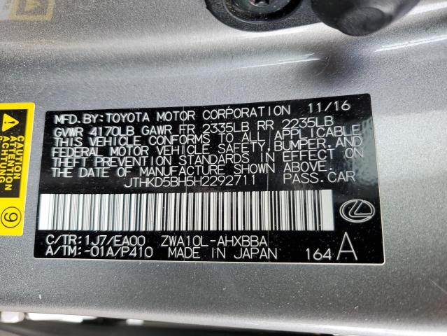 2017 LEXUS CT 200 JTHKD5BH5H2292711