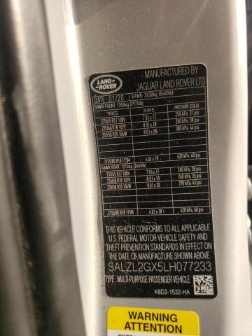 2020 LAND ROVER RANGE ROVE - SALZL2GX5LH077233