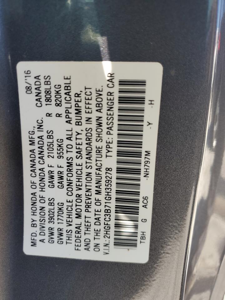 Lot #2789469498 2016 HONDA CIVIC EXL