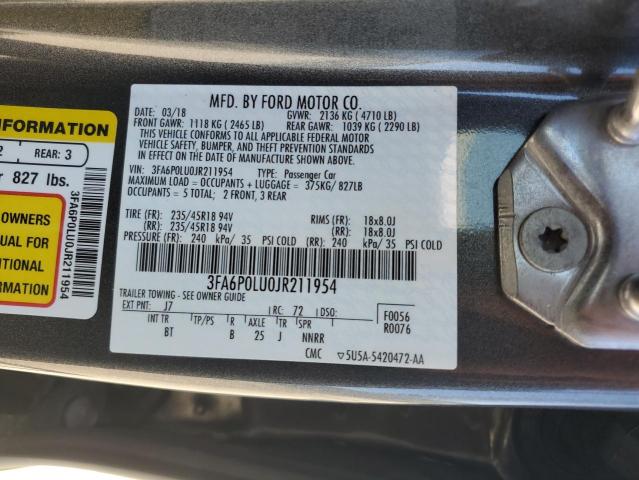 VIN 3FA6P0LU0JR211954 2018 Ford Fusion, Se Hybrid no.13