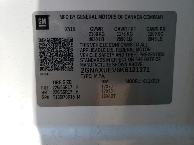 2019 CHEVROLET EQUINOX LT - 2GNAXUEV6K6121371