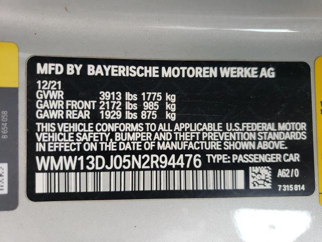 2022 MINI COOPER SE WMW13DJ05N2R94476