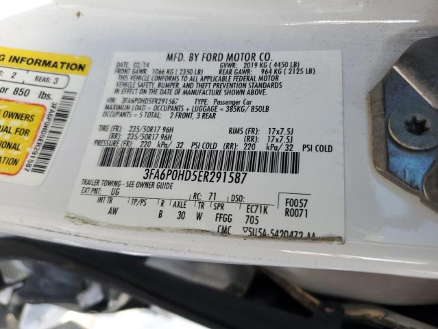 VIN 3FA6P0HD5ER291587 2014 Ford Fusion, SE no.12