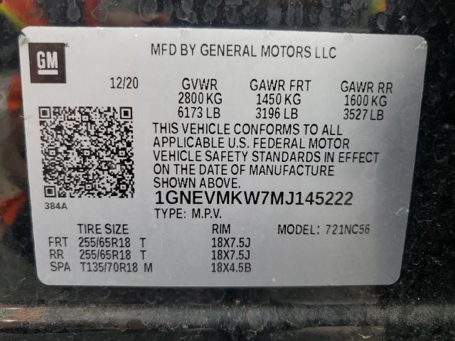2021 CHEVROLET TRAVERSE L - 1GNEVMKW7MJ145222