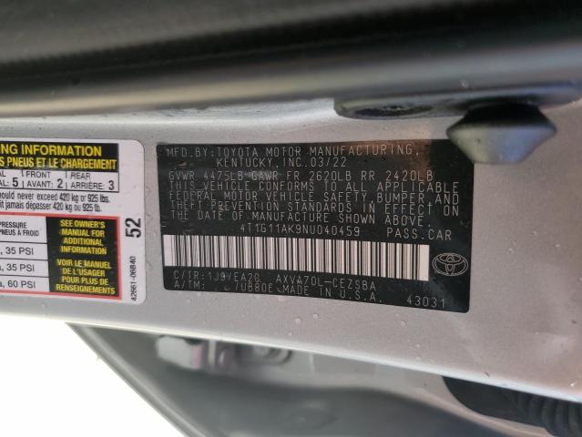 VIN 4T1G11AK9NU040459 2022 Toyota Camry, SE no.13