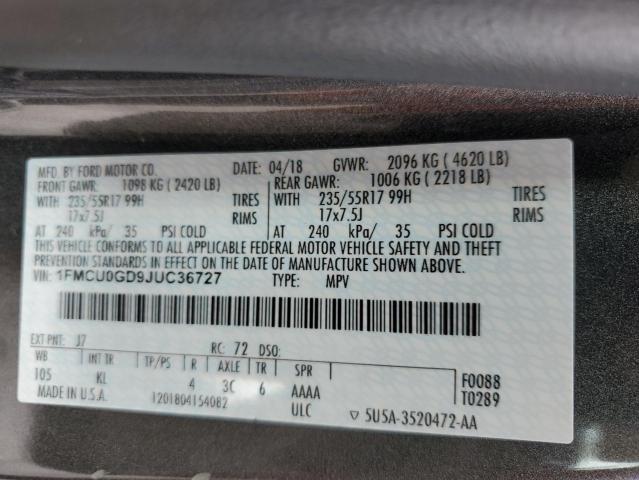 2018 FORD ESCAPE SE - 1FMCU0GD9JUC36727