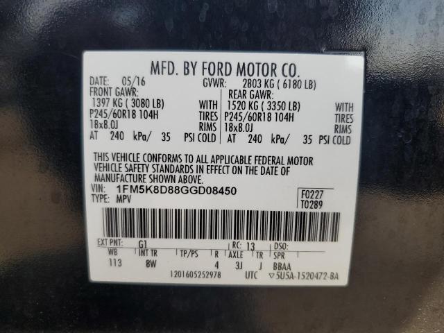 2016 FORD EXPLORER X - 1FM5K8D88GGD08450