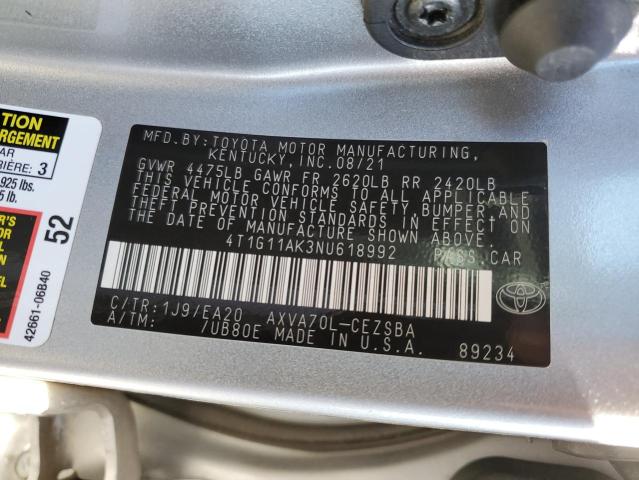 VIN 4T1G11AK3NU618992 2022 Toyota Camry, SE no.13