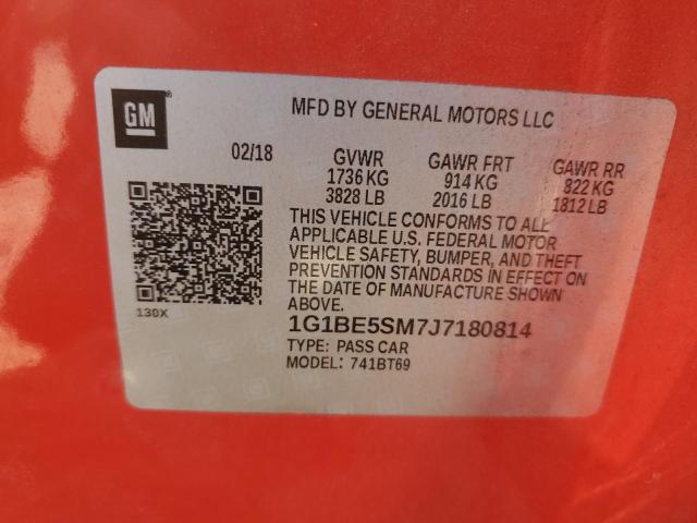 2018 CHEVROLET CRUZE LT 1G1BE5SM7J7180814