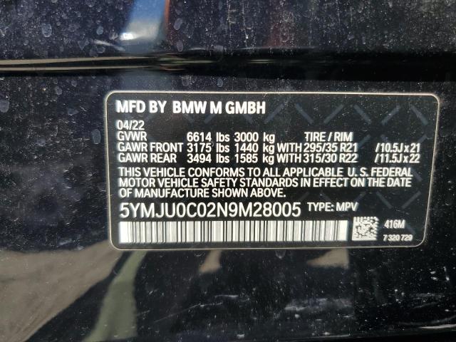 VIN 5YMJU0C02N9M28005 2022 BMW X5, M no.13