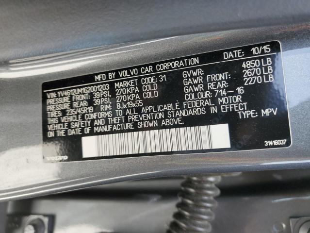 2016 VOLVO S60 CROSS YV4612UM1G2001203