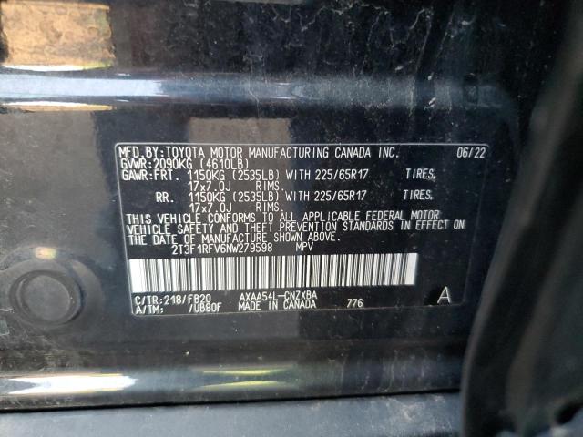 2022 TOYOTA RAV4 LE - 2T3F1RFV6NW279598
