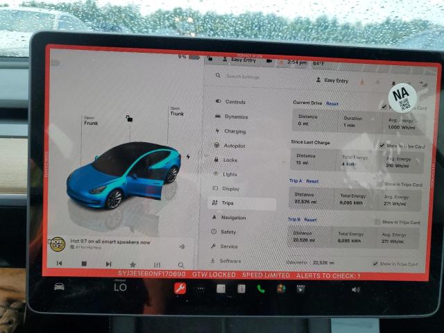 2022 TESLA MODEL 3 - 5YJ3E1EB0NF170690
