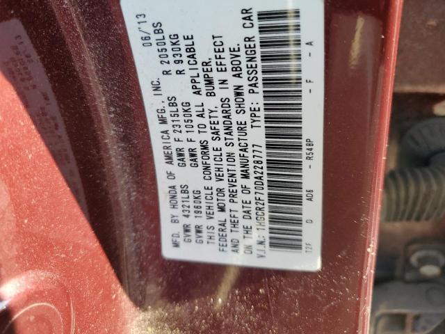 VIN 1HGCR2F70DA228777 2013 Honda Accord, EX no.12