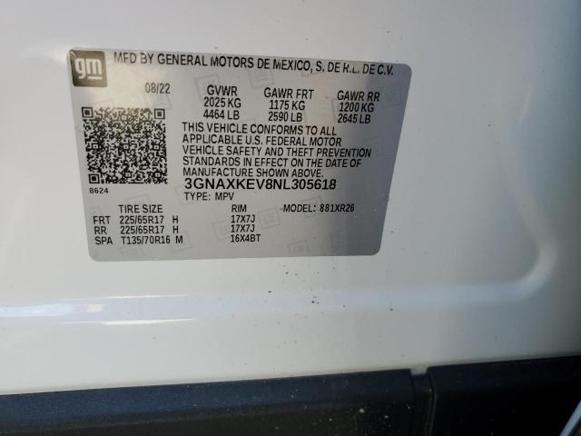 2022 CHEVROLET EQUINOX LT - 3GNAXKEV8NL305618