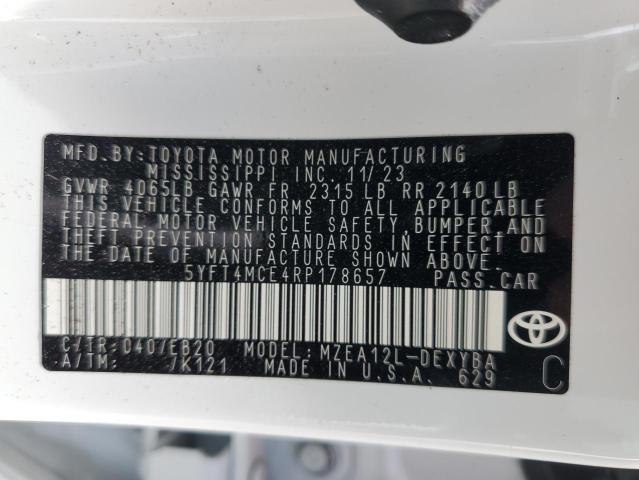 2024 TOYOTA COROLLA XS - 5YFT4MCE4RP178657