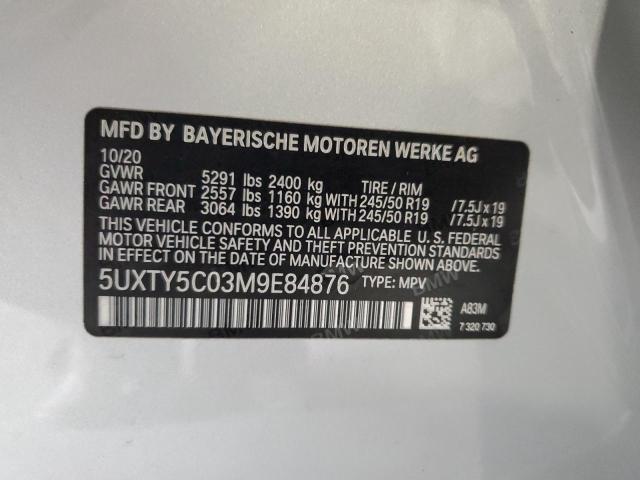 VIN 5UXTY5C03M9E84876 2021 BMW X3, Xdrive30I no.13