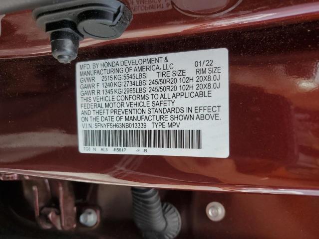 2022 HONDA PILOT TOUR - 5FNYF5H63NB013339