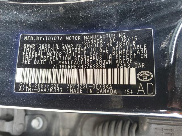 VIN 2T1BURHE7HC762888 2017 Toyota Corolla, L no.12