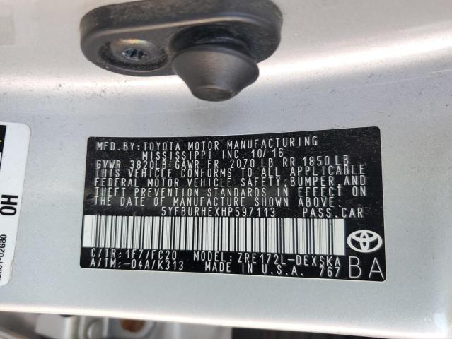 VIN 5YFBURHEXHP597113 2017 Toyota Corolla, L no.13