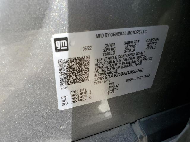 2022 GMC YUKON SLE 1GKS1AKD8NR305250