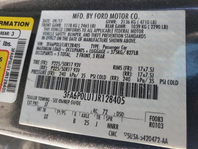 VIN 3FA6P0LU1JR128405 2018 Ford Fusion, Se Hybrid no.12