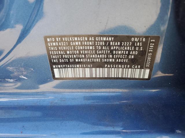 2016 VOLKSWAGEN E-GOLF SE - WVWKP7AUXGW915167