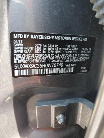 VIN 5UXWX9C35H0W70749 2017 BMW X3, Xdrive28I no.13