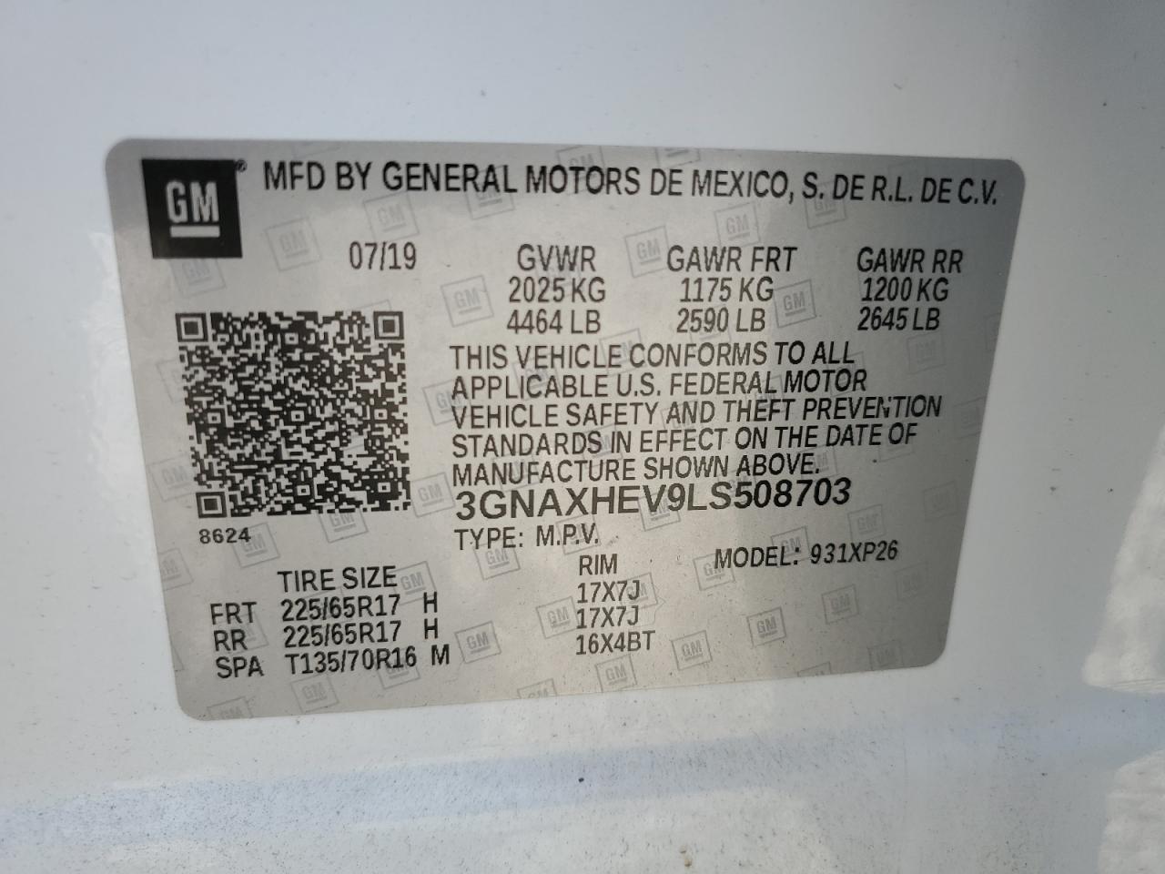 Lot #3027003772 2020 CHEVROLET EQUINOX LS