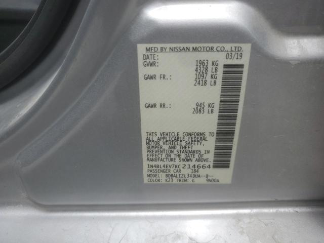 2019 NISSAN ALTIMA SL - 1N4BL4EV7KC214664