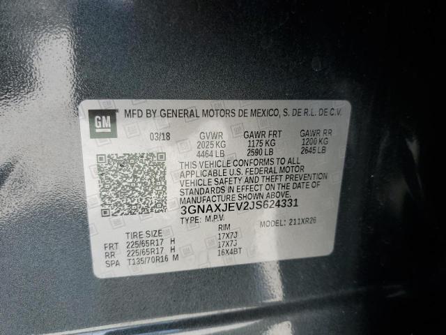2018 CHEVROLET EQUINOX LT - 3GNAXJEV2JS624331
