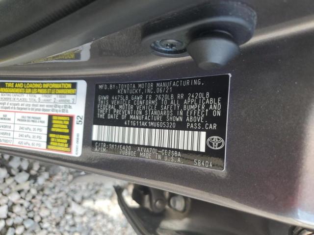 VIN 4T1G11AK1MU605320 2021 Toyota Camry, SE no.12