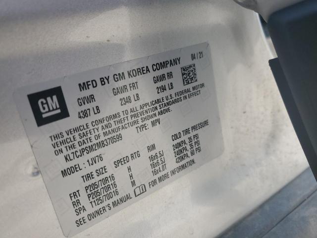 2021 CHEVROLET TRAX 1LT - KL7CJPSM2MB370599